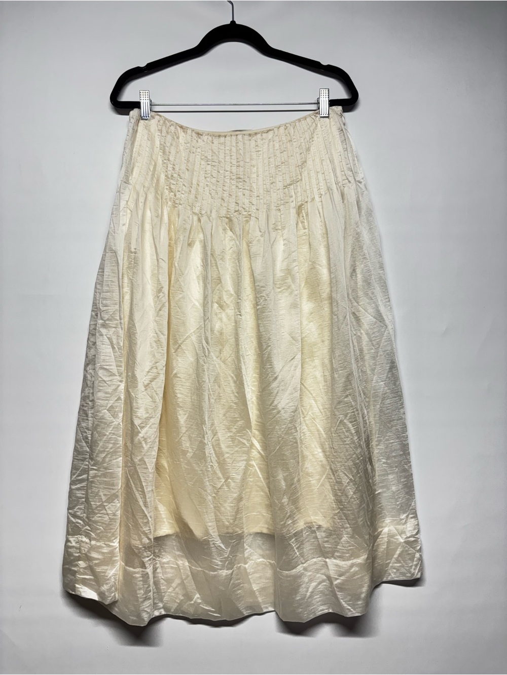 ✨Future Collective Pearl Ivory Midi Skirt Size 8 Lined Lyocell Blend - Picture 6 of 14